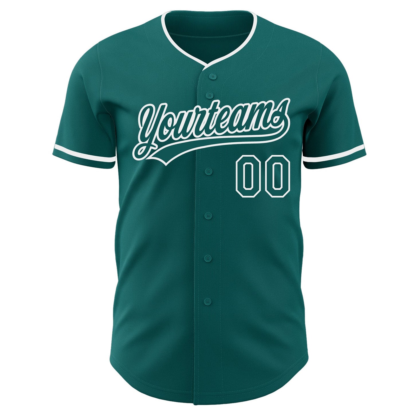 Custom Teal-White Authentic Baseball Jersey view 2