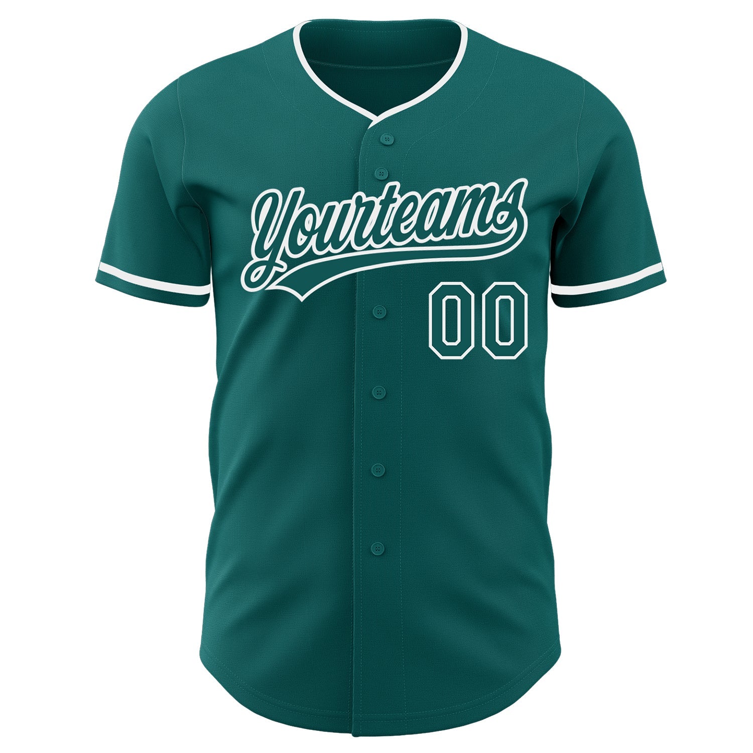 Custom Teal-White Authentic Baseball Jersey view 2