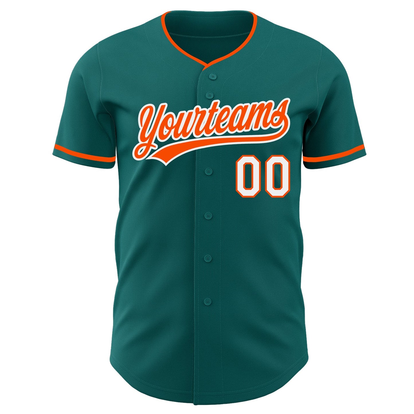 Custom Teal Orange-White Authentic Baseball Jersey view 2
