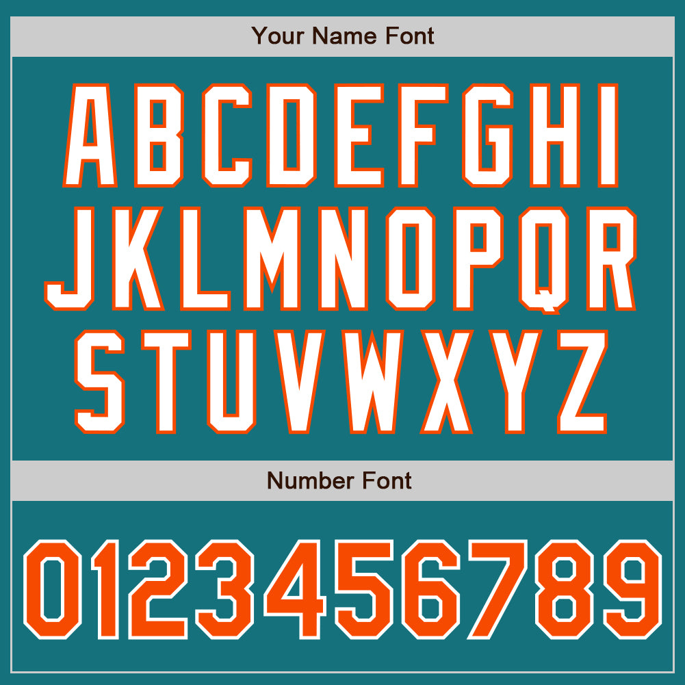 Custom Teal Orange-White Authentic Baseball Jersey view 5
