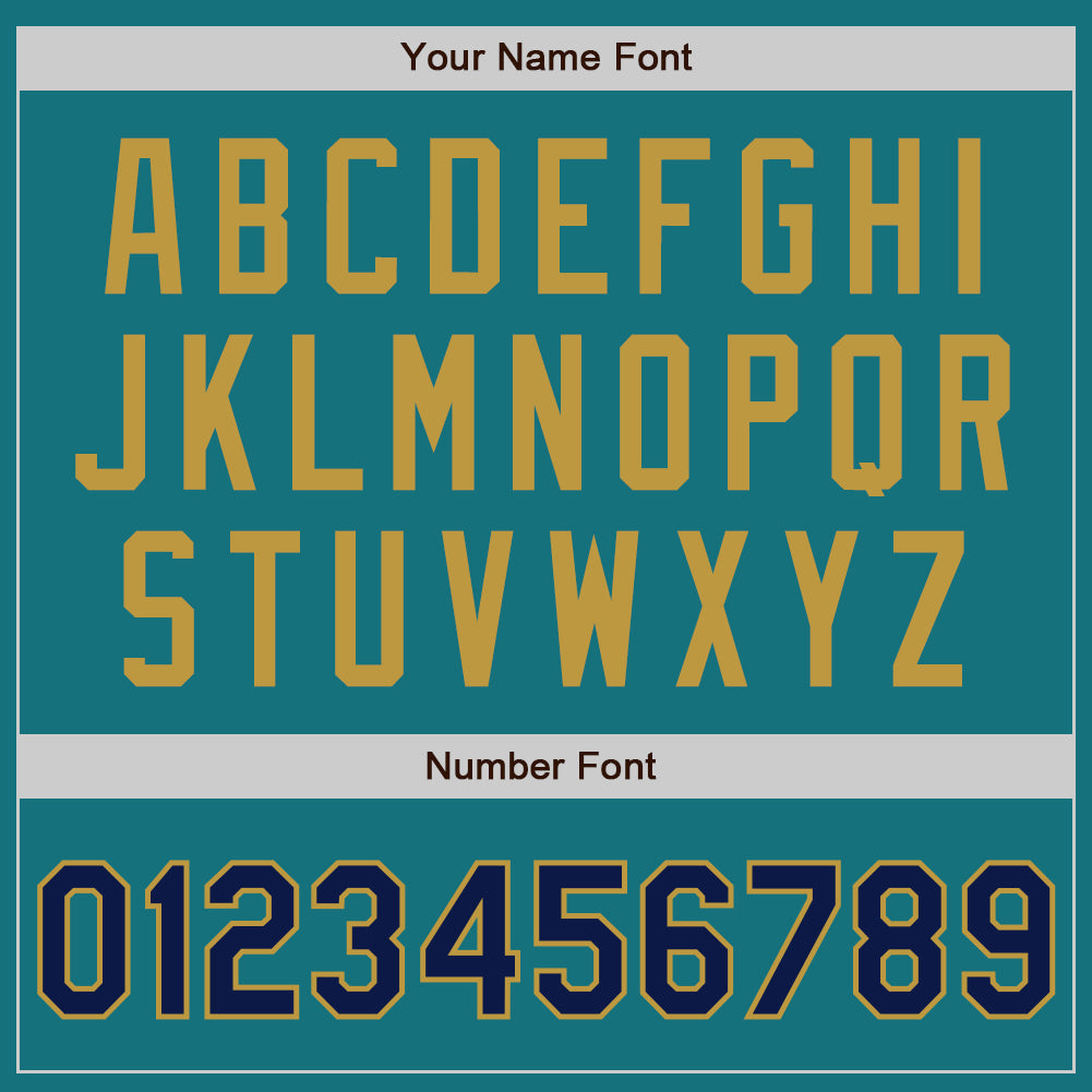 Custom Teal Navy-Old Gold Authentic Baseball Jersey view 5