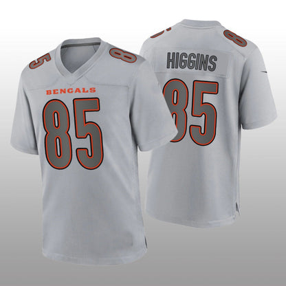 C.Bengals #85 Tee Higgins Gray Game Atmosphere Jersey Stitched American Football Jerseys - Main View