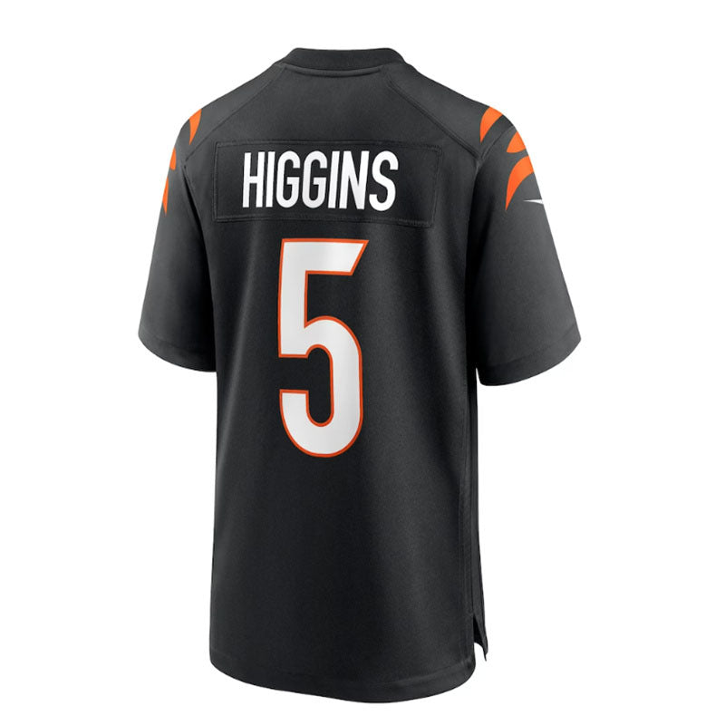 C.Bengals #5 Tee Higgins Game Player Jersey - Black Stitched American Football Jerseys - Main View