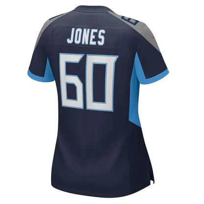 T.Titans #60 Ben Jones Navy Game Jersey Stitched American Football Jerseys - Main View