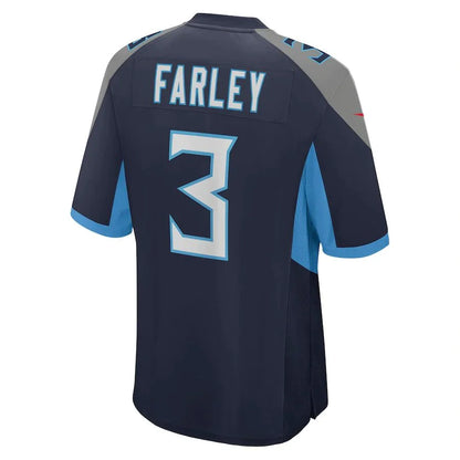 T.Titans #3 Caleb Farley Navy Game Jersey Stitched American Football Jerseys - Main View