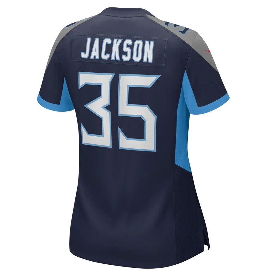 T.Titans #35 Chris Jackson Navy Game Jersey Stitched American Football Jerseys - Main View