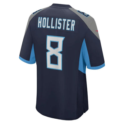 T.Titans #8 Cody Hollister Navy Game Player Jersey Stitched American Football Jerseys - Main View