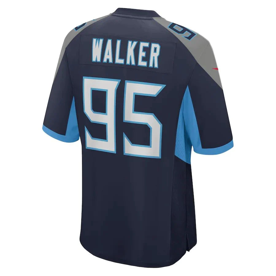 T.Titans #95 DeMarcus Walker Navy Game Player Jersey Stitched American Football Jerseys - Main View