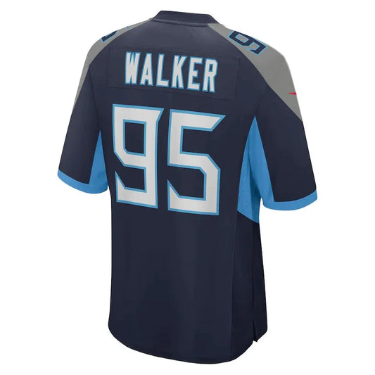 T.Titans #95 DeMarcus Walker Navy Game Player Jersey Stitched American Football Jerseys - Main View