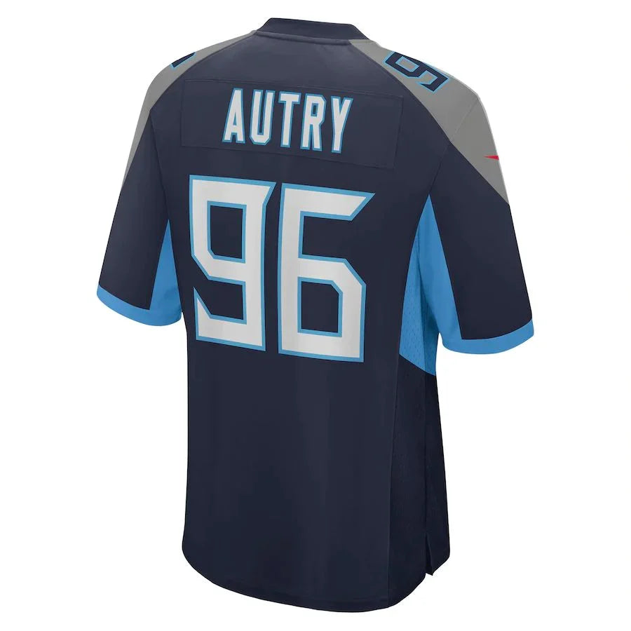 T.Titans #96 Denico Autry Navy Game Jersey Stitched American Football Jerseys - Main View