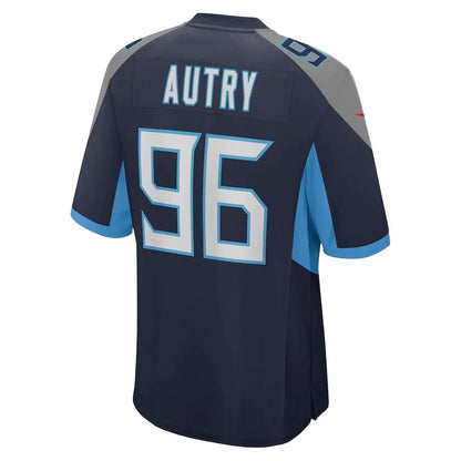 T.Titans #96 Denico Autry Navy Game Jersey Stitched American Football Jerseys - Main View