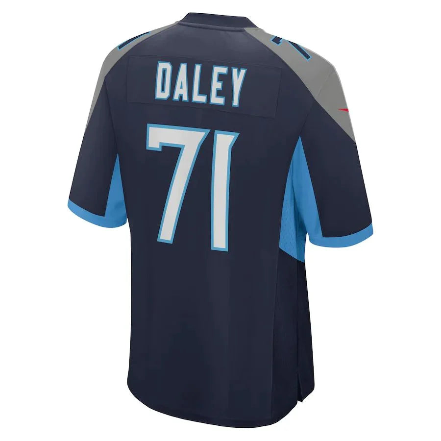 T.Titans #71 Dennis Daley Navy Game Player Jersey Stitched American Football Jerseys - Main View