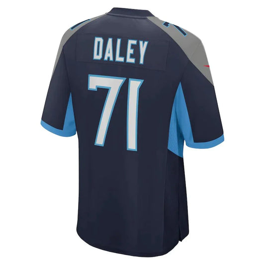 T.Titans #71 Dennis Daley Navy Game Player Jersey Stitched American Football Jerseys - Main View