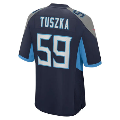 T.Titans #59 Derrek Tuszka Navy Game Player Jersey Stitched American Football Jerseys - Main View