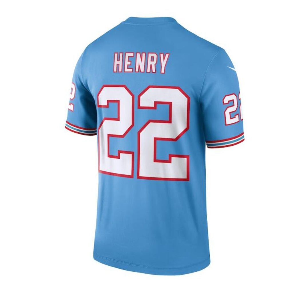 T.Titans #22 Derrick Henry  Light Blue Oilers Throwback Legend Player Jersey Stitched American Football Jerseys - Main View