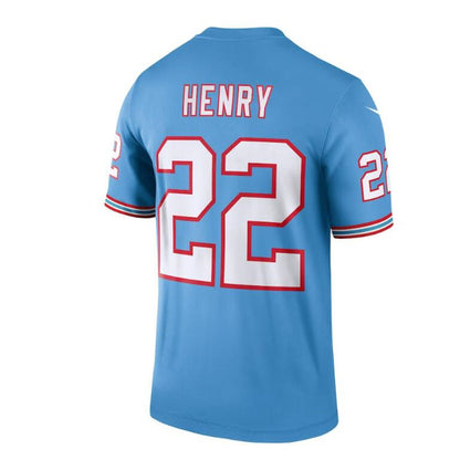 T.Titans #22 Derrick Henry  Light Blue Oilers Throwback Legend Player Jersey Stitched American Football Jerseys - Main View