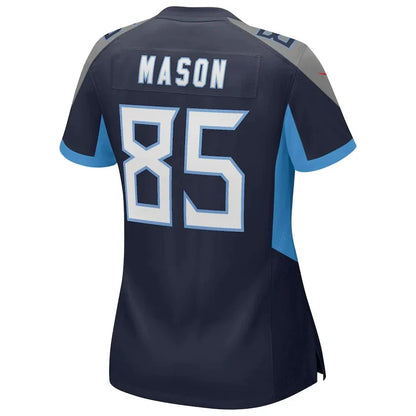 T.Titans #85 Derrick Mason Navy Game Retired Player Jersey Stitched American Football Jerseys - Main View