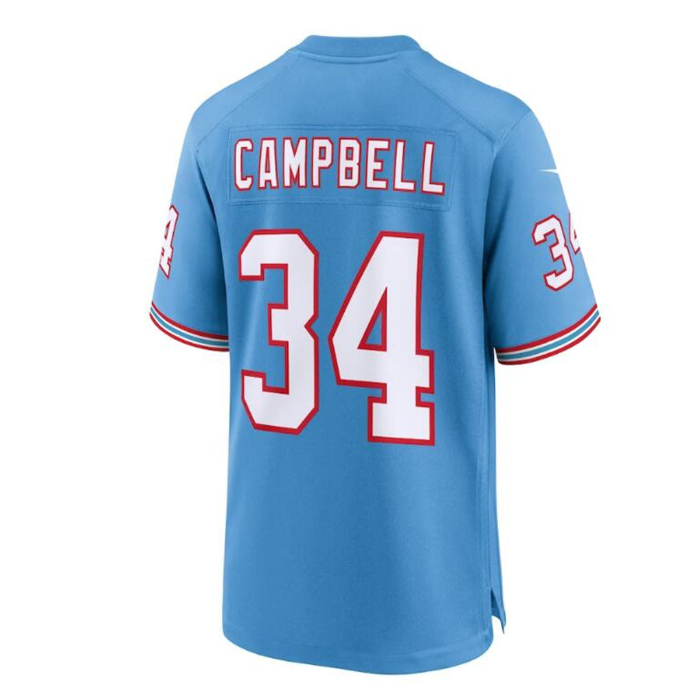 T.Titans #34 Earl Campbell Light Blue Oilers Throwback Retired Player Game Jersey Stitched American Football Jerseys - Main View