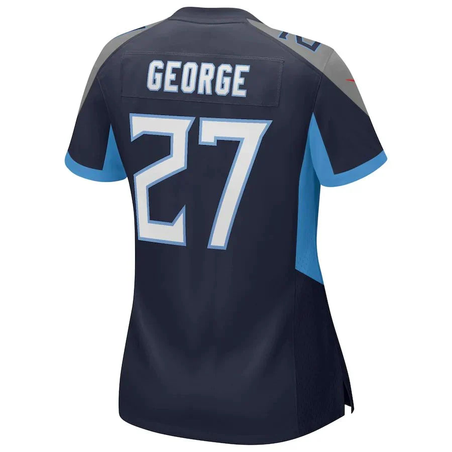 T.Titans #27 Eddie George Navy Game Retired Player Jersey Stitched American Football Jerseys - Main View