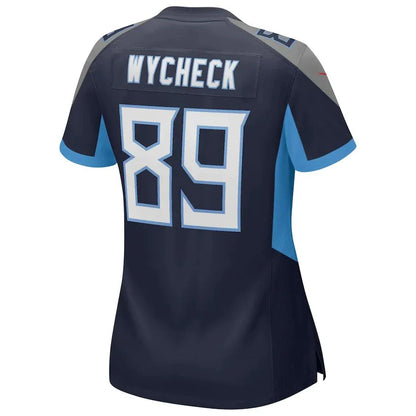 T.Titans #89 Frank Wycheck Navy Game Retired Player Jersey Stitched American Football Jerseys - Main View