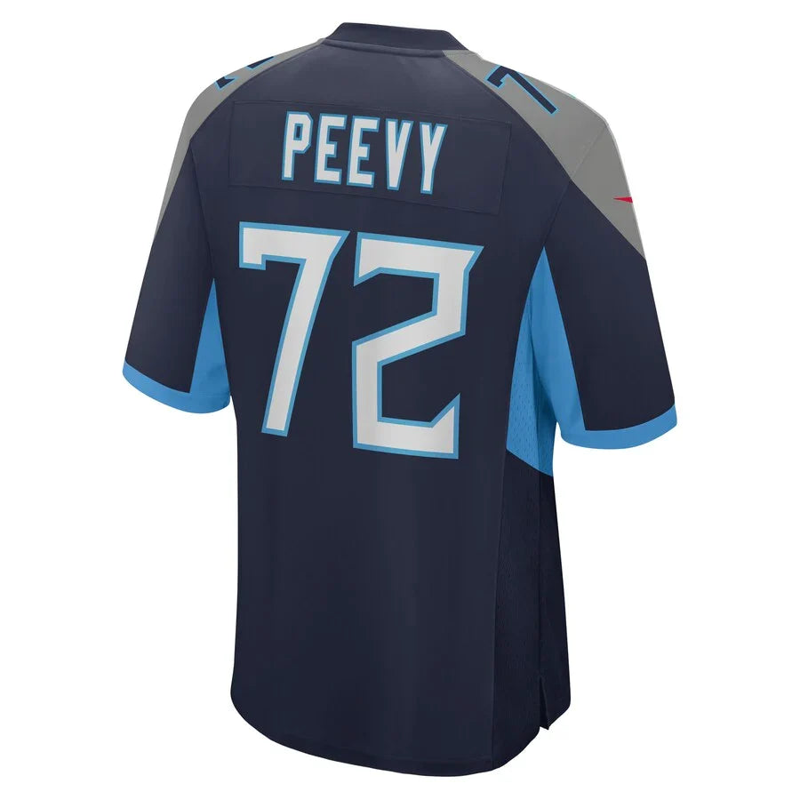 T.Titans #72 Jayden Peevy Navy Game Player Jersey Stitched American Football Jerseys - Main View