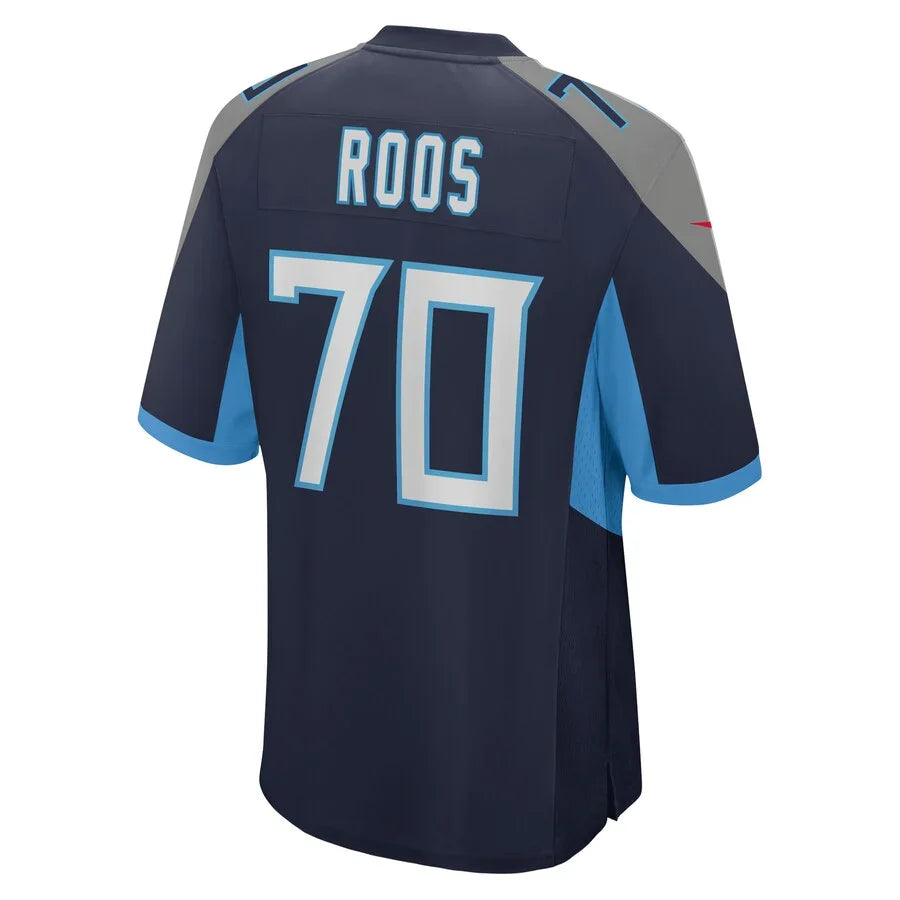 T.Titans #70 Jordan Roos Navy Game Player Jersey Stitched American Football Jerseys - Main View