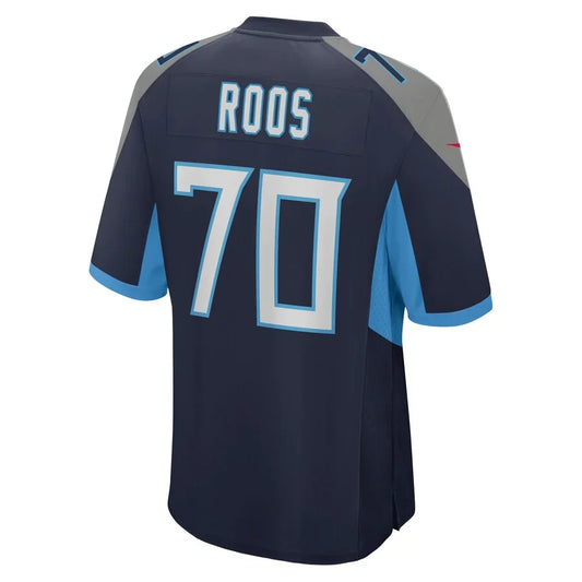 T.Titans #70 Jordan Roos Navy Game Player Jersey Stitched American Football Jerseys - Main View