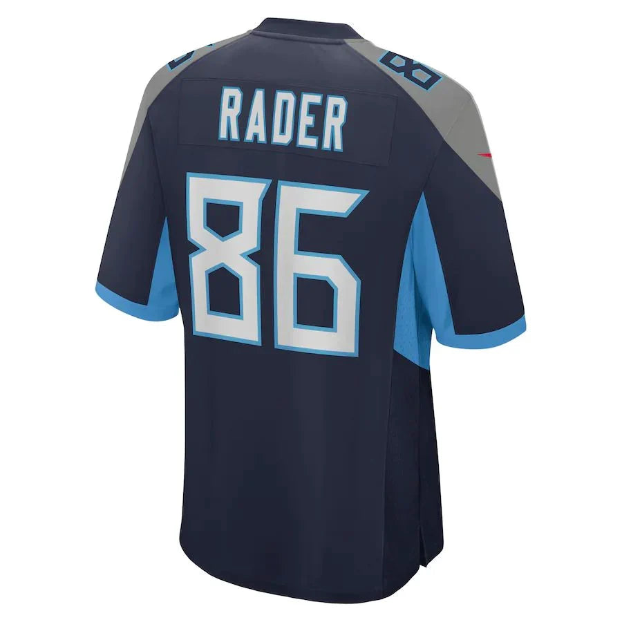 T.Titans #86 Kevin Rader Navy Game Player Jersey Stitched American Football Jerseys - Main View