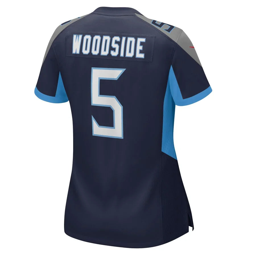 T.Titans #5 Logan Woodside Navy Game Jersey Stitched American Football Jerseys - Main View