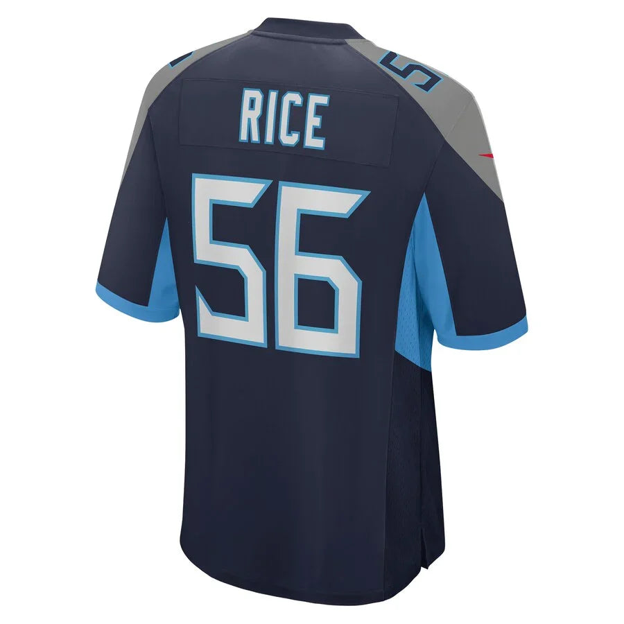 T.Titans #56 Monty Rice Navy Game Jersey Stitched American Football Jerseys - Main View