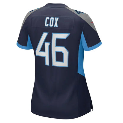 T.Titans #46 Morgan Cox Navy Game Jersey Stitched American Football Jerseys - Main View