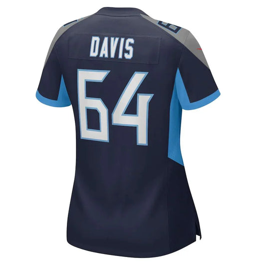 T.Titans #64 Nate Davis Navy Game Jersey Stitched American Football Jerseys - Main View
