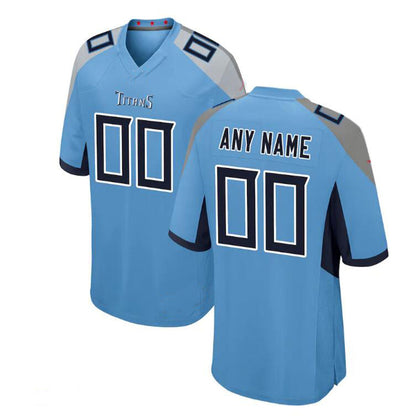 Custom T.Titans Light Blue Alternate Game Jersey American Stitched Football Jerseys - Main View