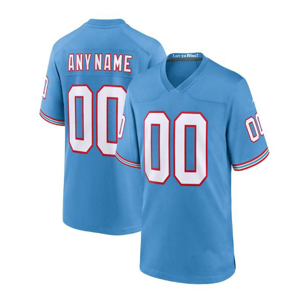 Custom T.Titans Light Blue Oilers Throwback Game Jersey American Stitched Football Jerseys - Main View