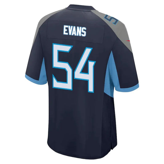 T.Titans #54 Rashaan Evans Navy Game Player Jersey Stitched American Football Jerseys - Main View