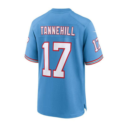 T.Titans #17 Ryan Tannehill Light Blue Oilers Throwback Alternate Game Player Jersey Stitched American Football Jerseys - Main View