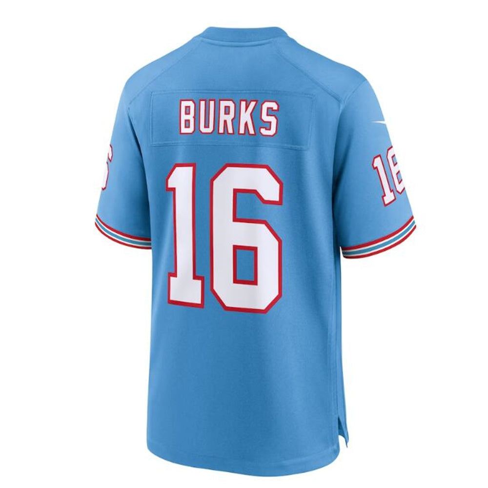 T.Titans #16 Treylon Burks Light Blue Oilers Throwback Alternate Game Player Jersey Stitched American Football Jerseys - Main View
