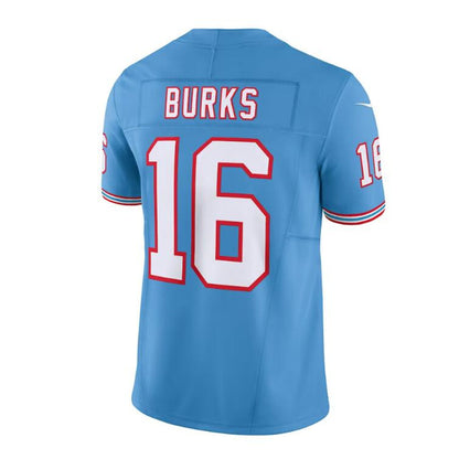 T.Titans #16 Treylon Burks Light Blue Oilers Throwback Vapor F.U.S.E. Limited Jersey Stitched American Football Jerseys - Main View