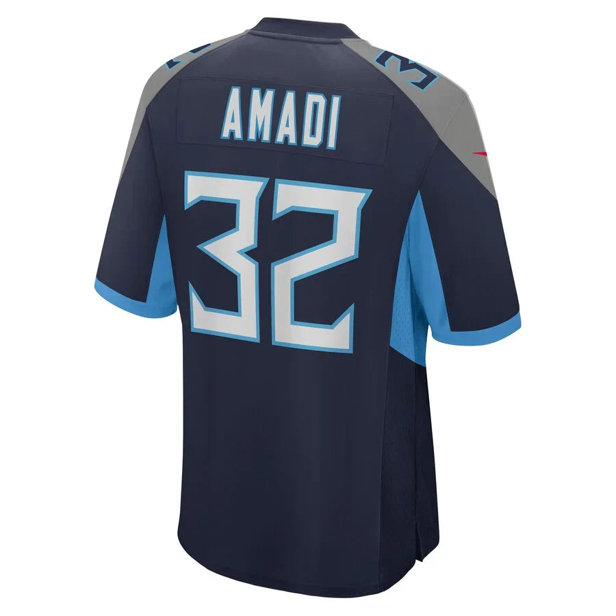 T.Titans #32 Ugo Amadi Navy Game Player Jersey Stitched American Football Jerseys - Main View