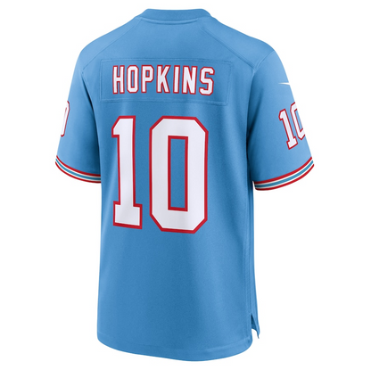 T.Titans #10 DeAndre Hopkins Oilers Throwback Player Game Jersey - Light Blue American Football Jerseys - Main View