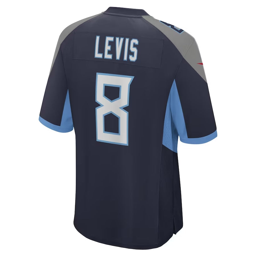 T.Titans #8 Will Levis 2023 Draft Pick Game Jersey - Navy American Football Jerseys - Main View