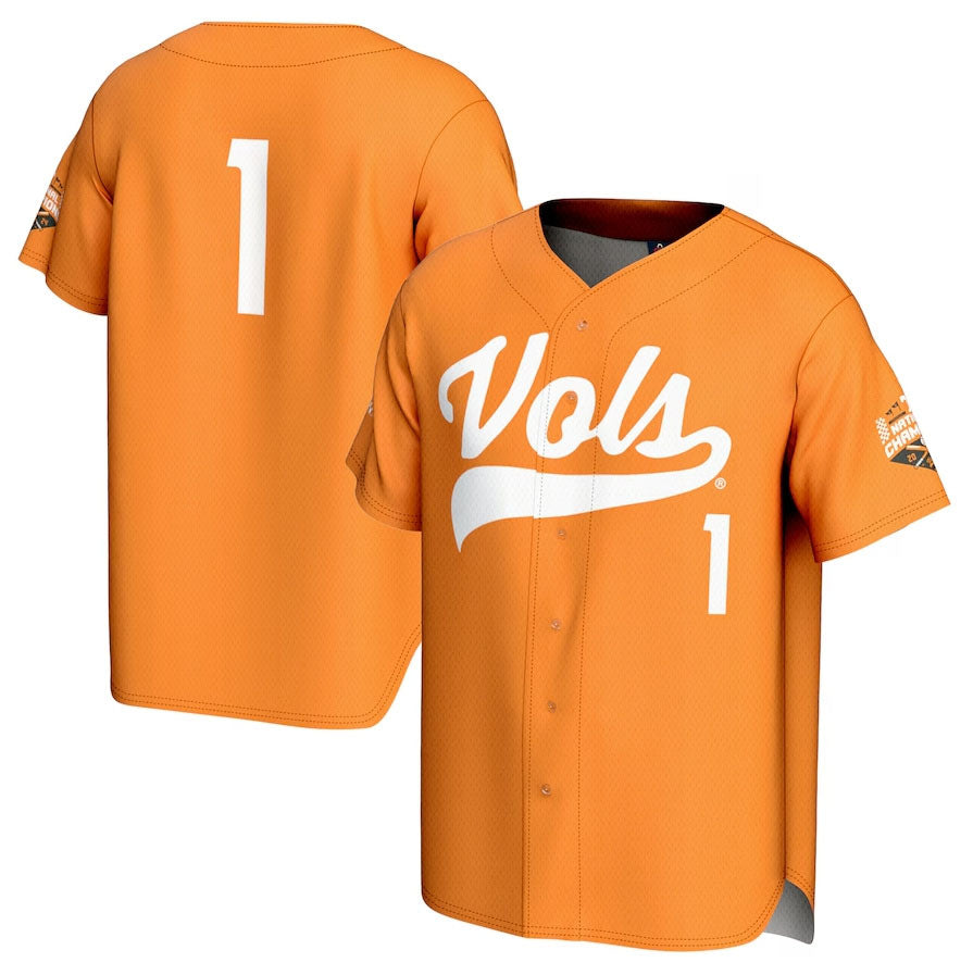 #1 T.Volunteers GameDay Greats 2024 Baseball College World Series Champions Commemorative Fashion Jersey - Tennessee Orange College Jerseys - Main View