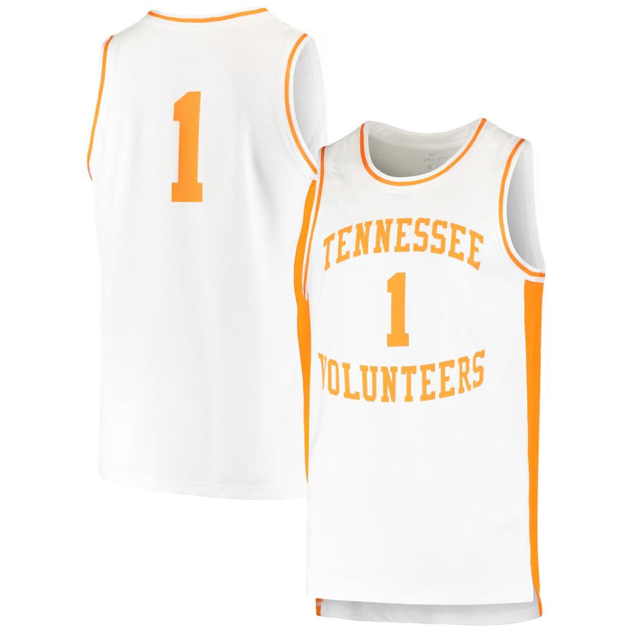 #1 T.Volunteers Retro Replica Basketball Jersey - White College Jerseys - Main View
