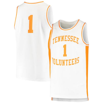 #1 T.Volunteers Retro Replica Basketball Jersey - White College Jerseys - Main View