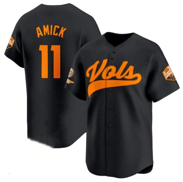 T.Volunteers #11 Billy Amick Black 2024 Champions Vapor Limited Stitched American College Jerseys - Main View