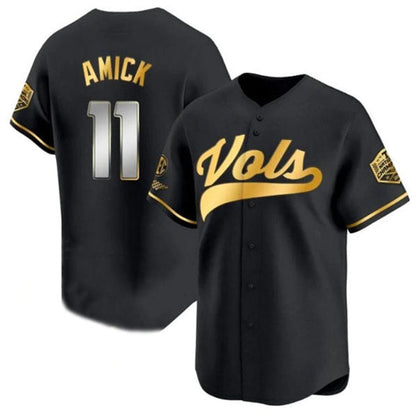 T.Volunteers #11 Billy Amick Black Gold 2024 Champions Vapor Limited Stitched American College Jerseys - Main View