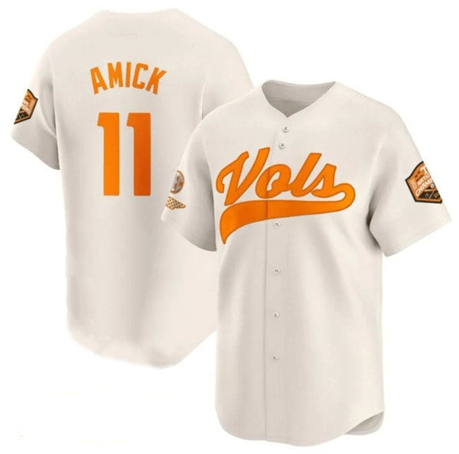 T.Volunteers #11 Billy Amick Cream 2024 Champions Vapor Limited Stitched American College Jerseys - Main View