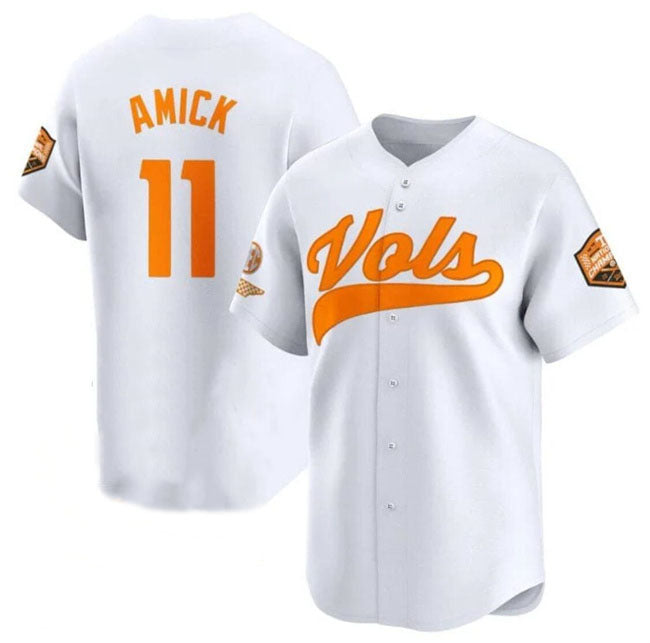 T.Volunteers #11 Billy Amick White 2024 Champions Vapor Limited Stitched American College Jerseys - Main View