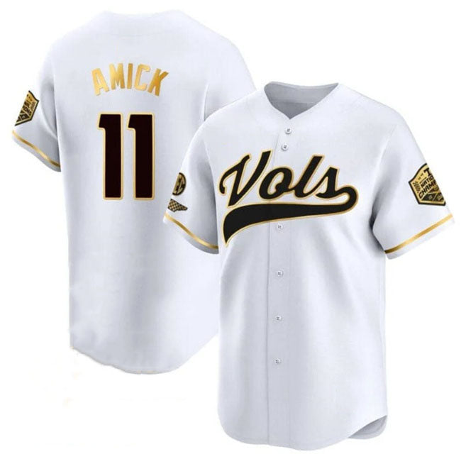 T.Volunteers #11 Billy Amick White Gold 2024 Champions Vapor Limited Stitched College Jerseys - Main View