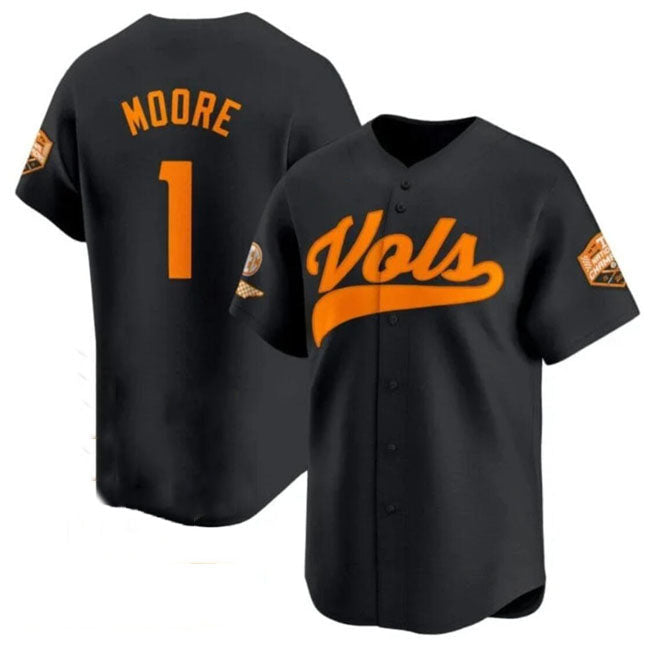 T.Volunteers #1 Christian Moore Black 2024 Champions Vapor Limited Stitched American College Jerseys - Main View